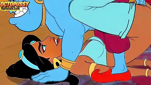 Футанари. Девушка принцесса Jasmine с большим хуем. Порно серия «Аладдин».