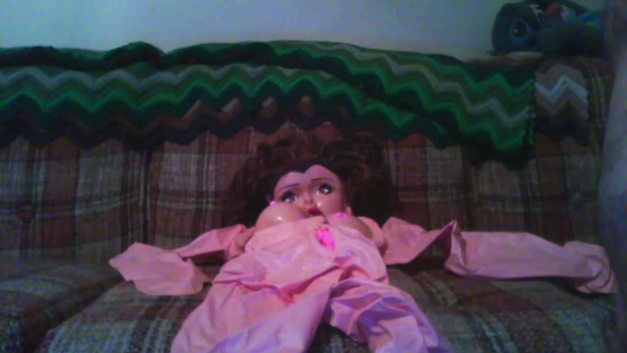 Manually inflation of old style rubber doll