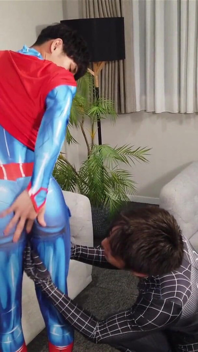 Memorable moment from "Spiderman X Superman Sexy Costume RolePlay"