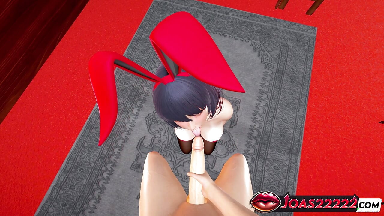 Animasi 3d ryuko bunny cosplay - frenulum jilat memek, ngocok kontol sampai dicrot di dalam