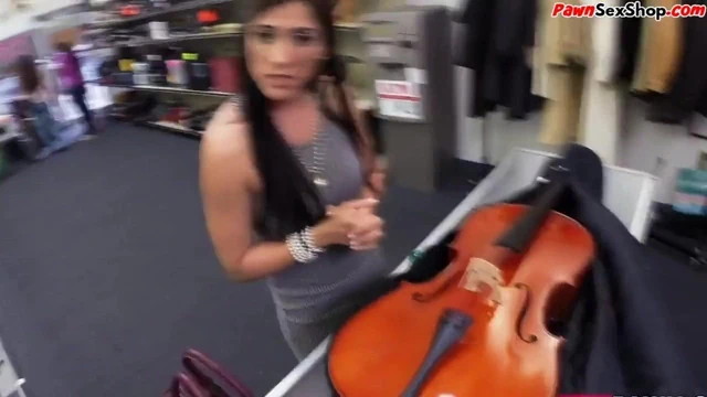Pawnshop babe sucking owner for better deal