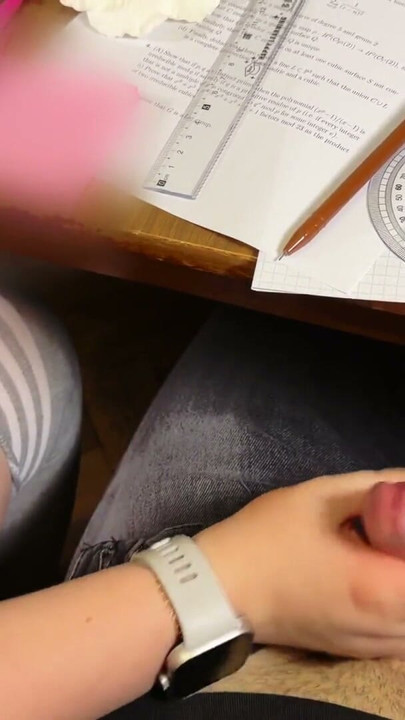 Sexy HIGH SCHOOLGIRL Jerking him Off in Physics Class under the Table. | klip 1