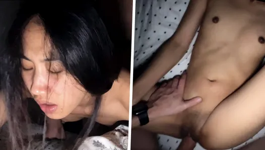 I get fucked hard until he creampies my Asian pussy