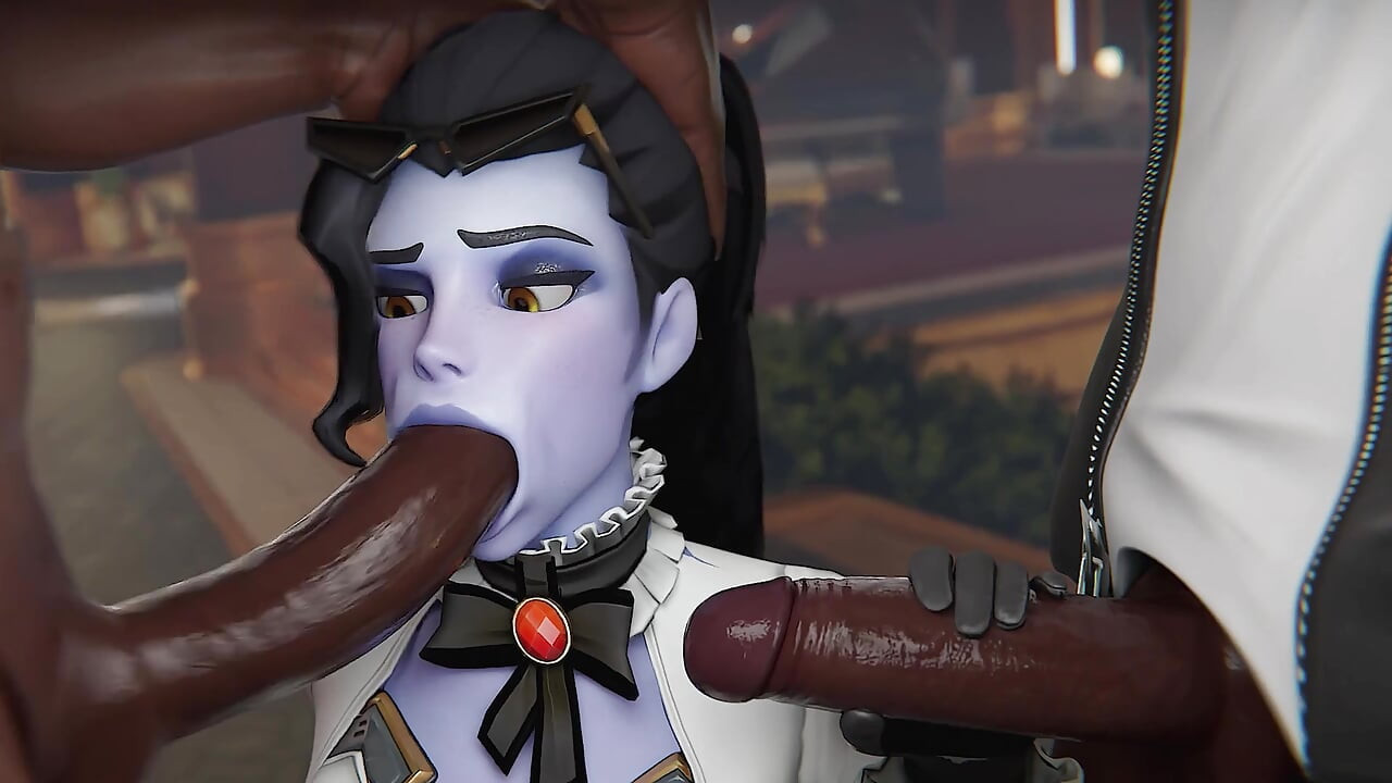 Widowmaker & Money, grosse bite noire, orgie de gangbang avec 5 mecs, porno Overwatch, 3D
