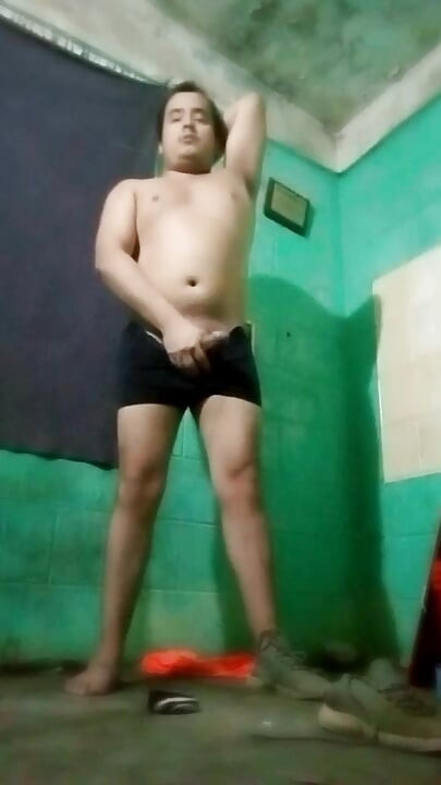 Jesus in boxer without shirt Pulling his penis
