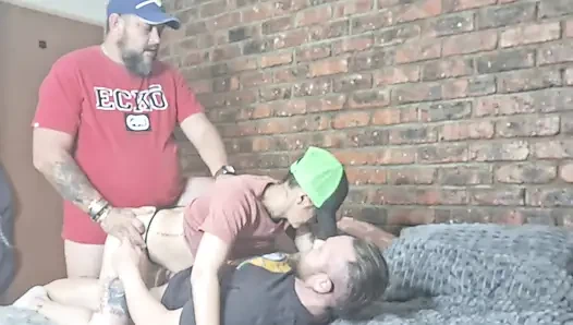 Fucking husband and friend in threesome