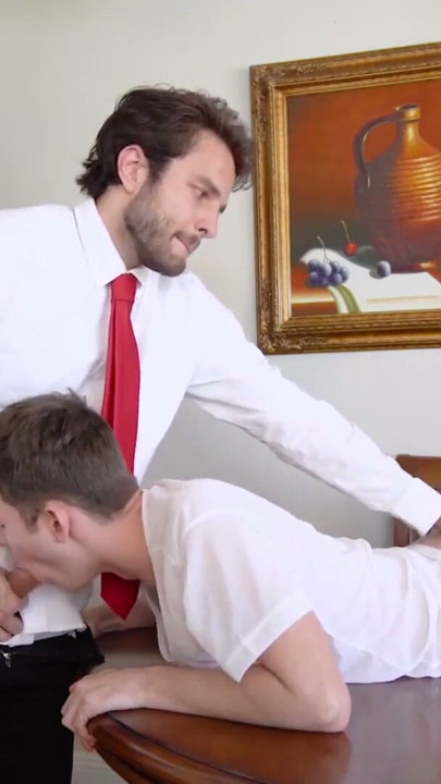 Shy twink riding big dick daddy Mormon for huge creampie | Clip 1