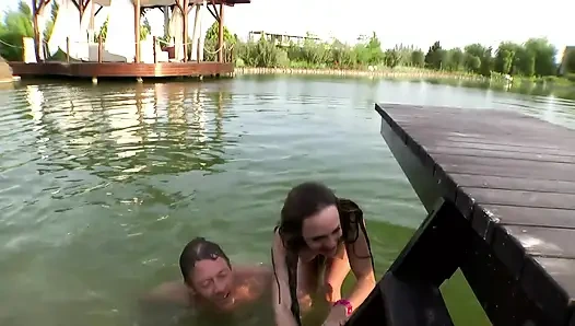 Wild Outdoor Threesome Fuck by the Lake