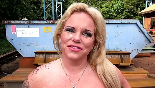 Sexy blonde with tattoos gets fucked in car and outdoor