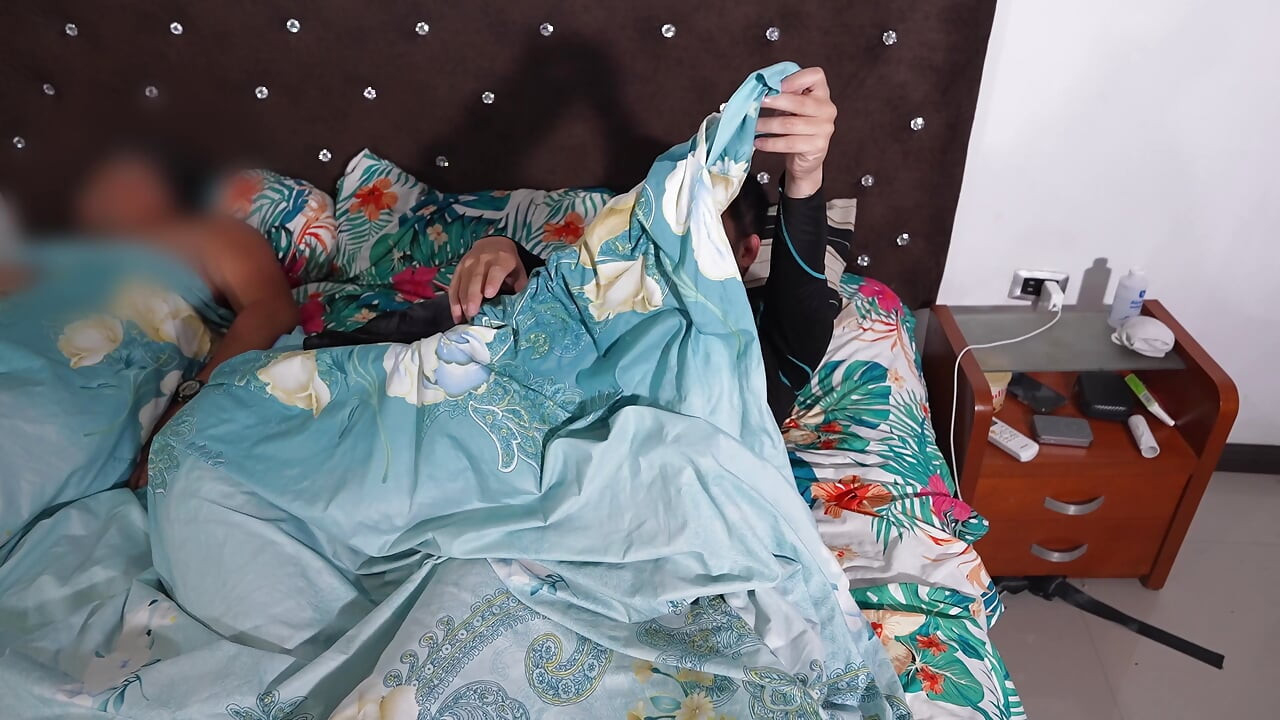 Stepmom's Secret Creampie Comfort in Bed Beside Hubby