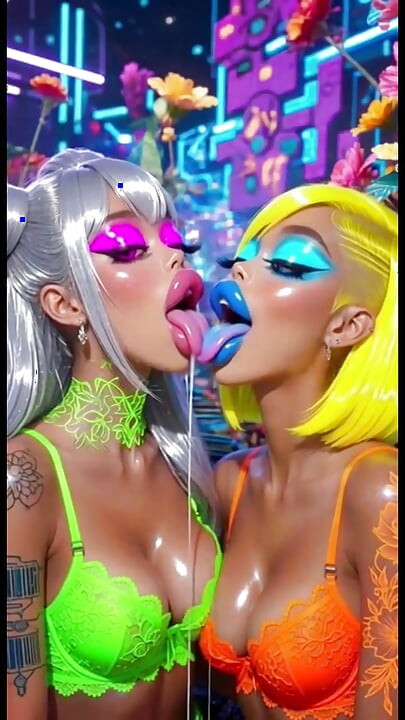 搞笑女同性戀舌吻戀物癖，AI動畫