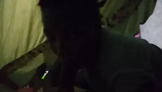 Ebony Thot Being a Whore Sucking Dick Trick or Treat Night