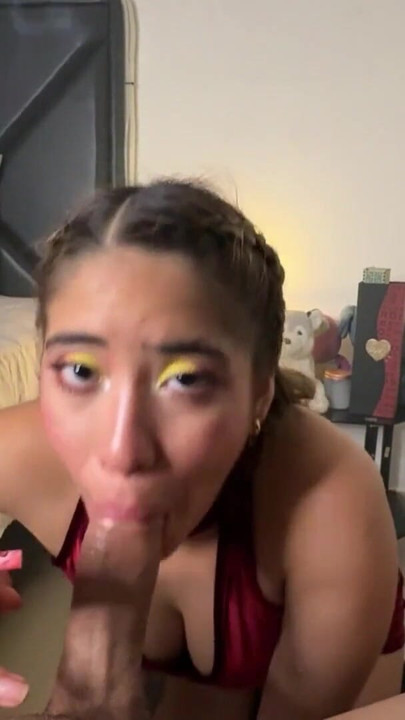 Smoking Hot Blonde in Red Dress: Cigarette Blowjob and Deepthroat | Clip 1