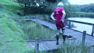 Outdoors by the lake crossdressing and flashing my knickers