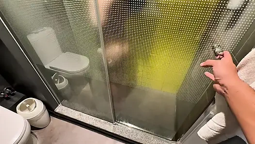 They watch me while I take a shower and we end up having sex in the shower