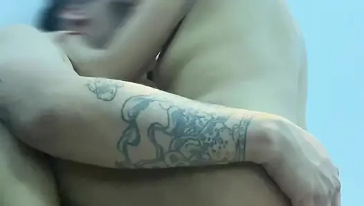 In the hot tub with kiity before family gathering 2