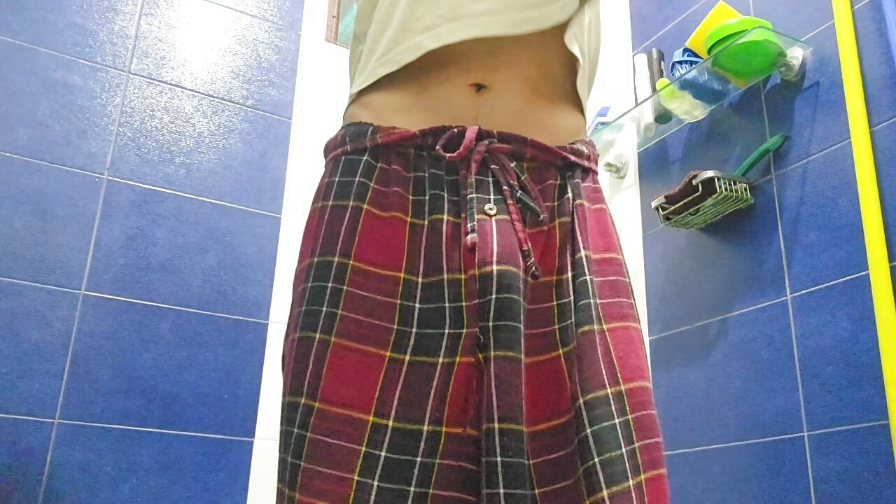 A full front and Back clean shave in Bathroom while shower