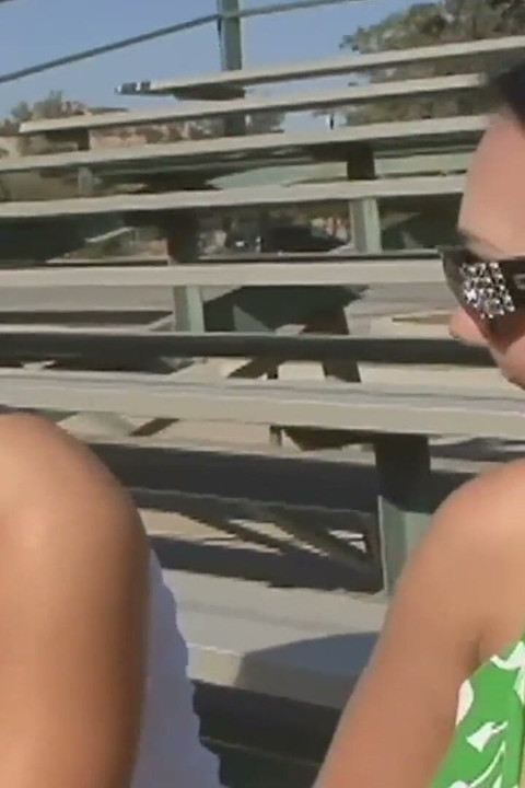 Picked up Outside - Brunette Straps on and Fucks Her New Friend on the Bed