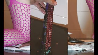 Sissy Taking a Long Monster Dildo Deep