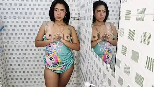 Slut gets fucked, in her stepbrother's bathroom secretly