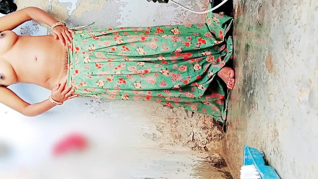 Caught Innocent Indian Girl standing Peeing when she bath with fingering here pussy viral leaked MMS