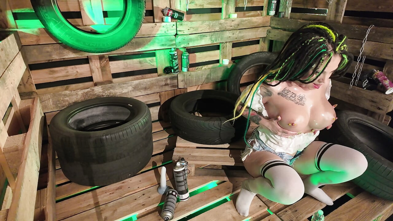 Oil tease on my big ass and tits