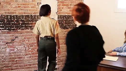 Ebony prisoner strap on fuck with guard and mature shrink