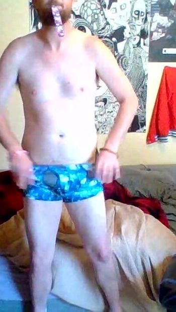 Tall white boy takes boxers off to show softie SPH GROWER