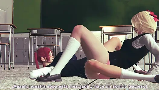 Lezbiyen kız öğrenciler sınıfta tek başına büyük memeli ve büyük göt