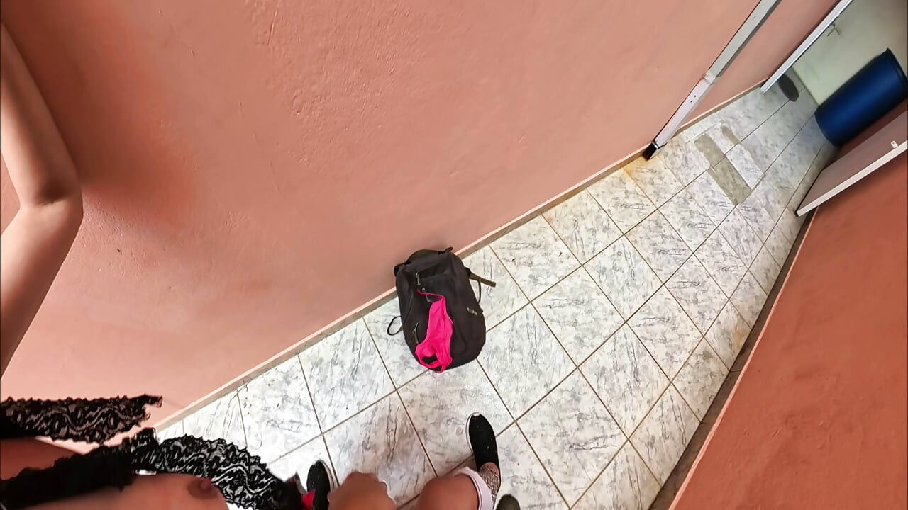 Risky sex with a female student in the school hallway.