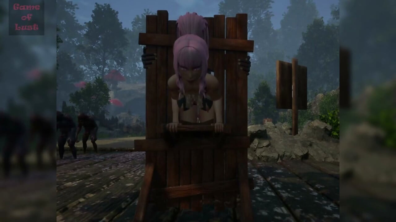 3D Anime Pink Haired Babe Fucked and Creampied by a Goblin Horde