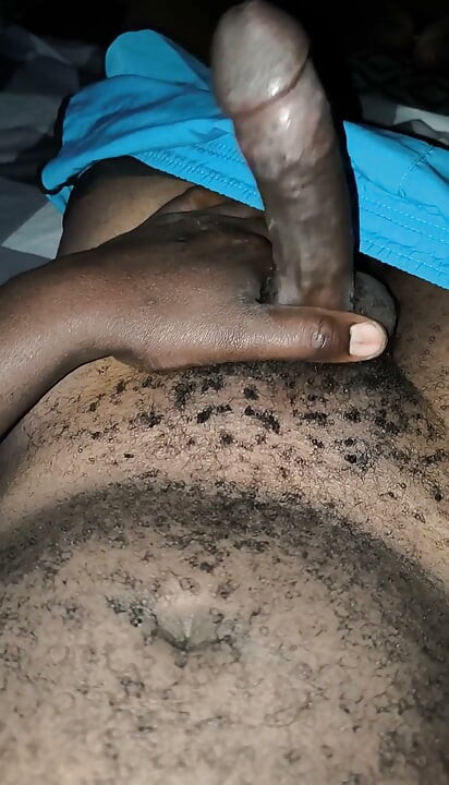 Late Night Horny Hairy African Male Stroking Dick and Releases Loads of Cum After the Lady Didn't Show up for Sex