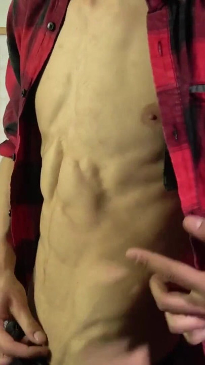 Cute Slim Boy with Ripped Abs Jerks His Big Cock | Clip 1