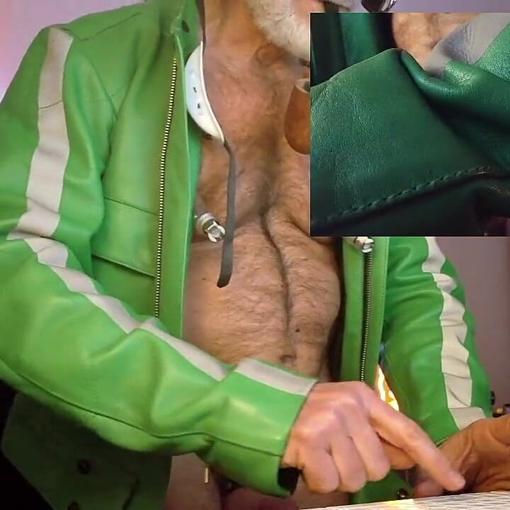 Cop Pumps His Balls, Cock and Nips While Wearing His Cop Leather