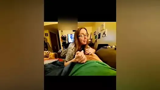 Redhead wife’s blowjob tutorial – sucks soft cock