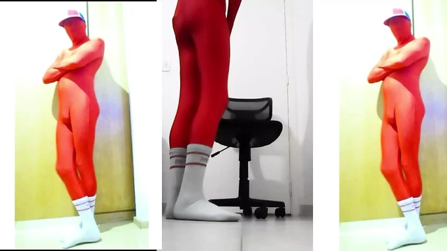 Red Zentai on the Chair