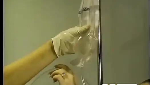 Blonde femdom and brunette mistress tormenting old slave