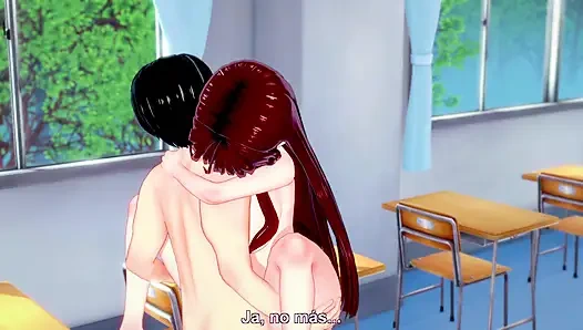 Извращенная школьница занимается сексом со своим бойфрендом, когда они одни в классе - хентай