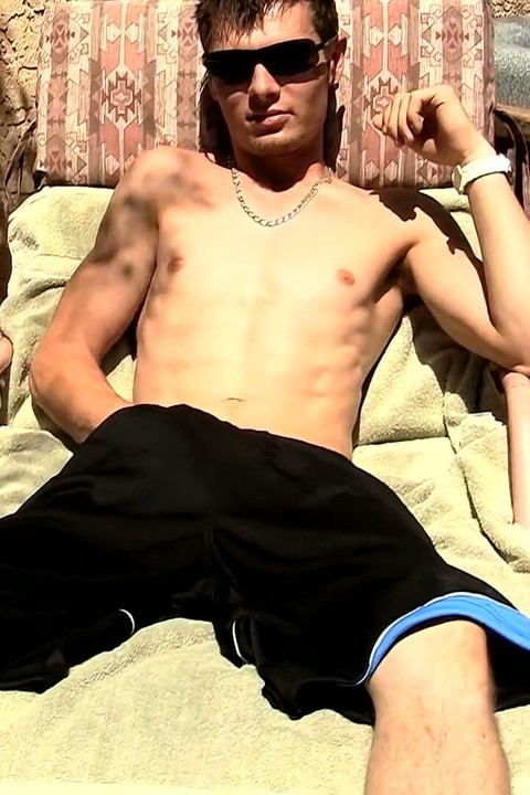 Hung Uncut Stroking in the Sun!
