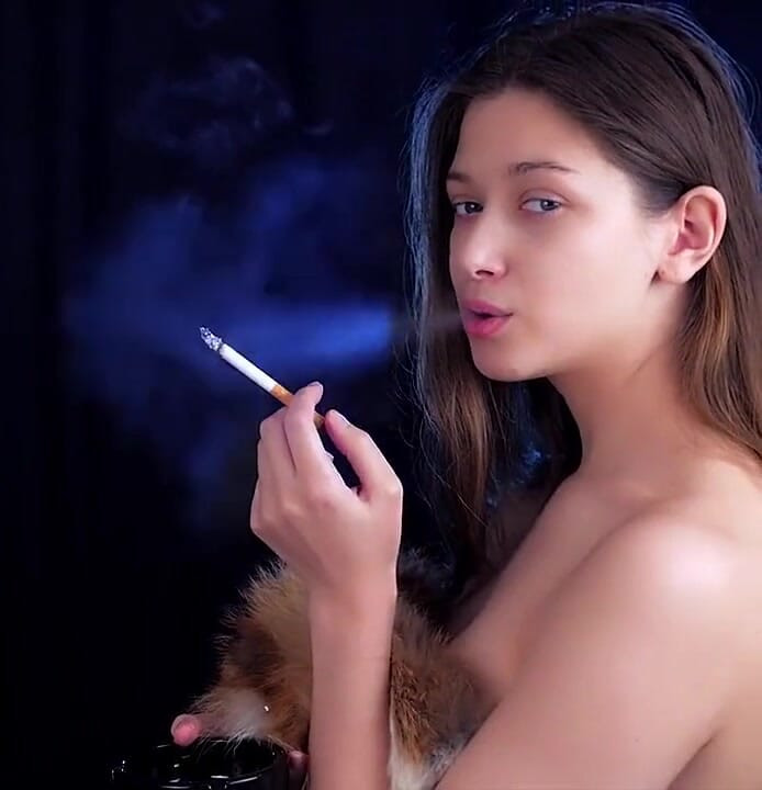 Golden Hour Russian Babe Smoking Cigarette Slowly