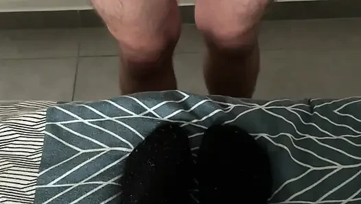 After the sport... my black slouch socks caught his attention