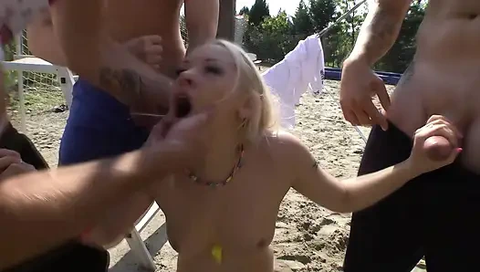 Italian Boot Camp Gangbang Redhead Gets Pounded Hard