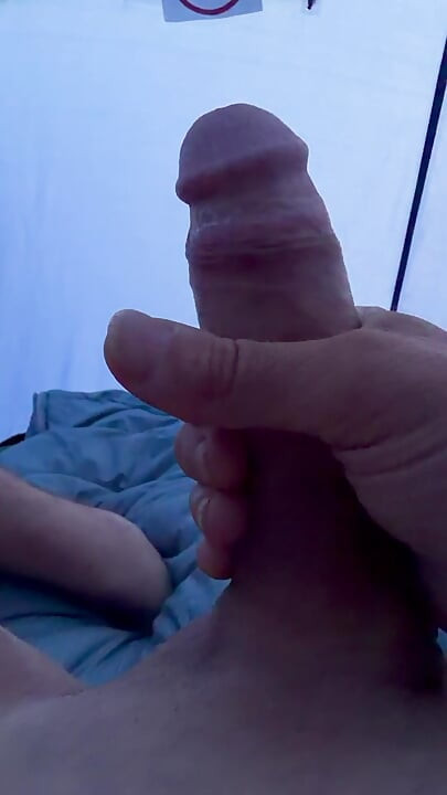 Close up tent wank
