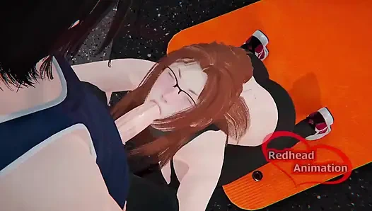 Olahraga di gym berambut merah