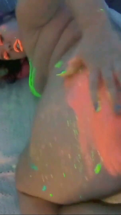 busty curvy German fucks like crazy in neon light | Clip 2