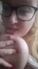Licking her K-CUP nipples... like a good girl...