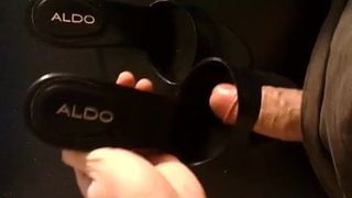 cum blast on black aldo heels slides