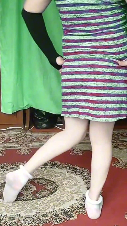 Nylon Shemale Mini Jeans Dress Sexy Legs Lady Boy Big Butt Big Ass Sissy Crossdresser | Clip 1