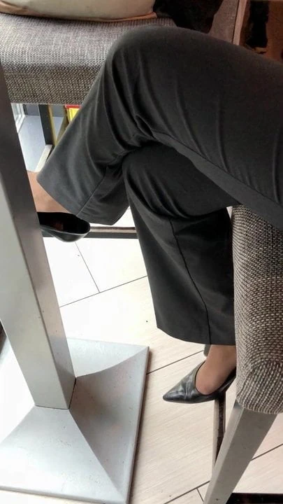 Shoe dangling coffe shop