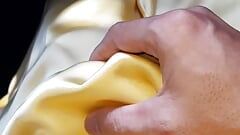 Satin, seidengold, kleid, masturbation, kommen